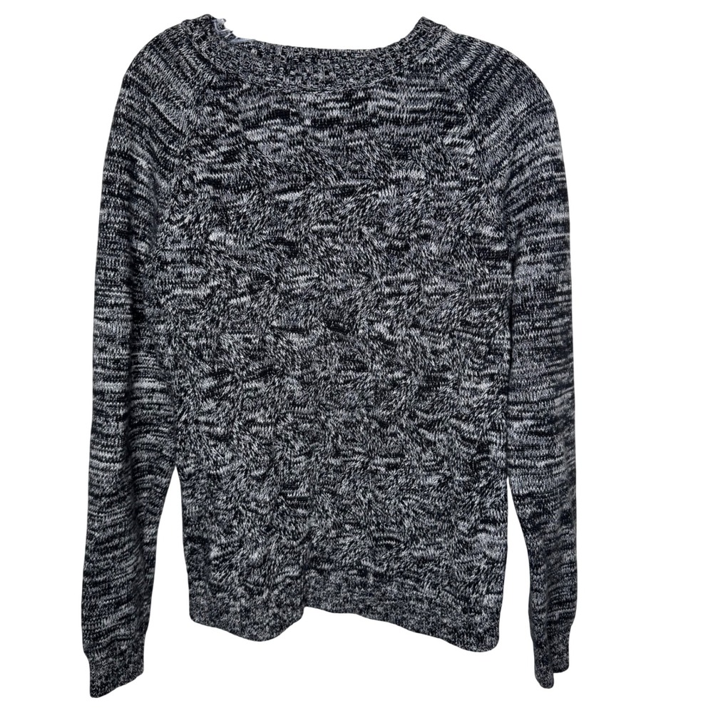 Lands End Drifter Sweater Womens Large 14-16 Gray Black Marled Knit Pullover